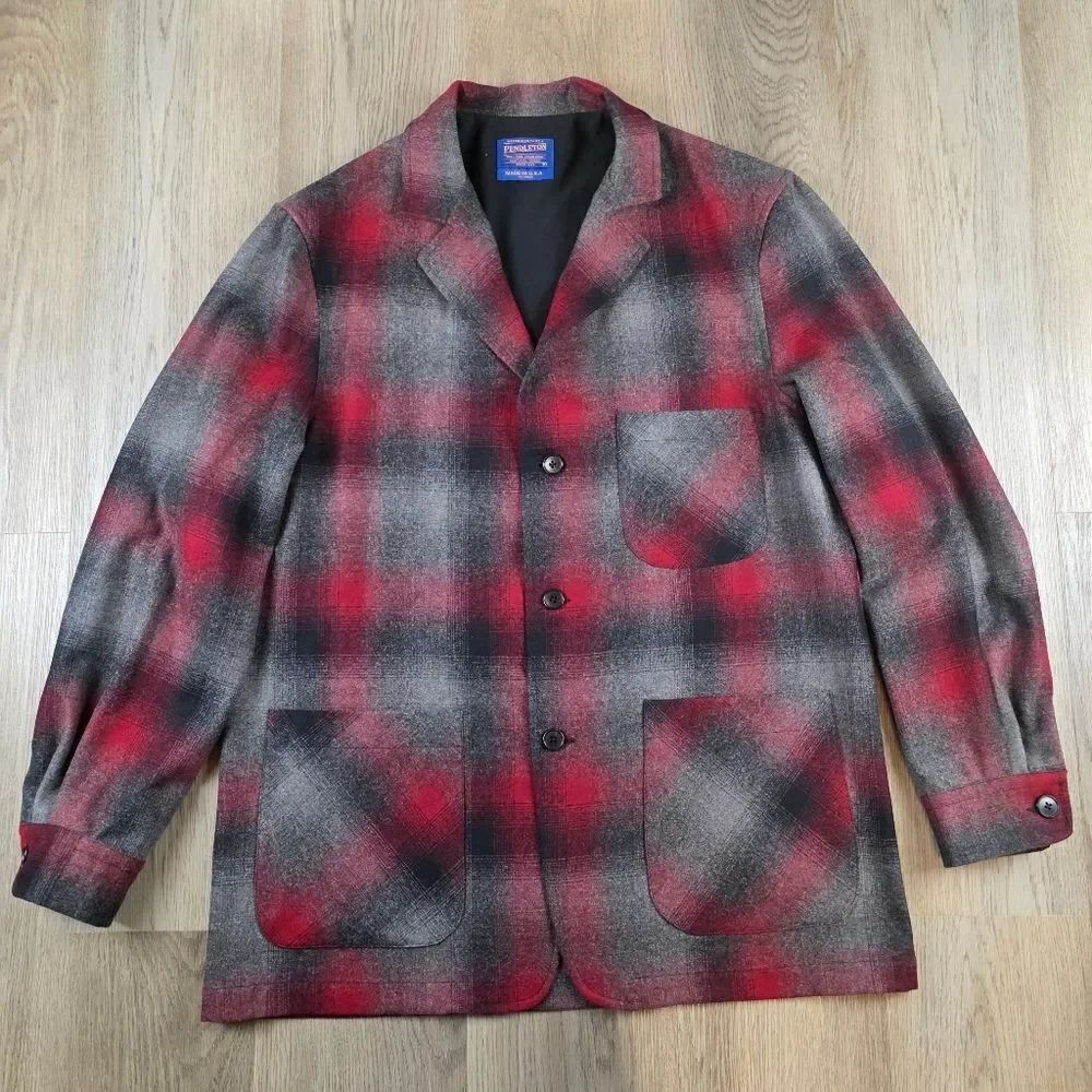 Vintage Pendelton 100% Pure Virgin Wool 3 Pocket 3 Button Blazer Shirt Jacket